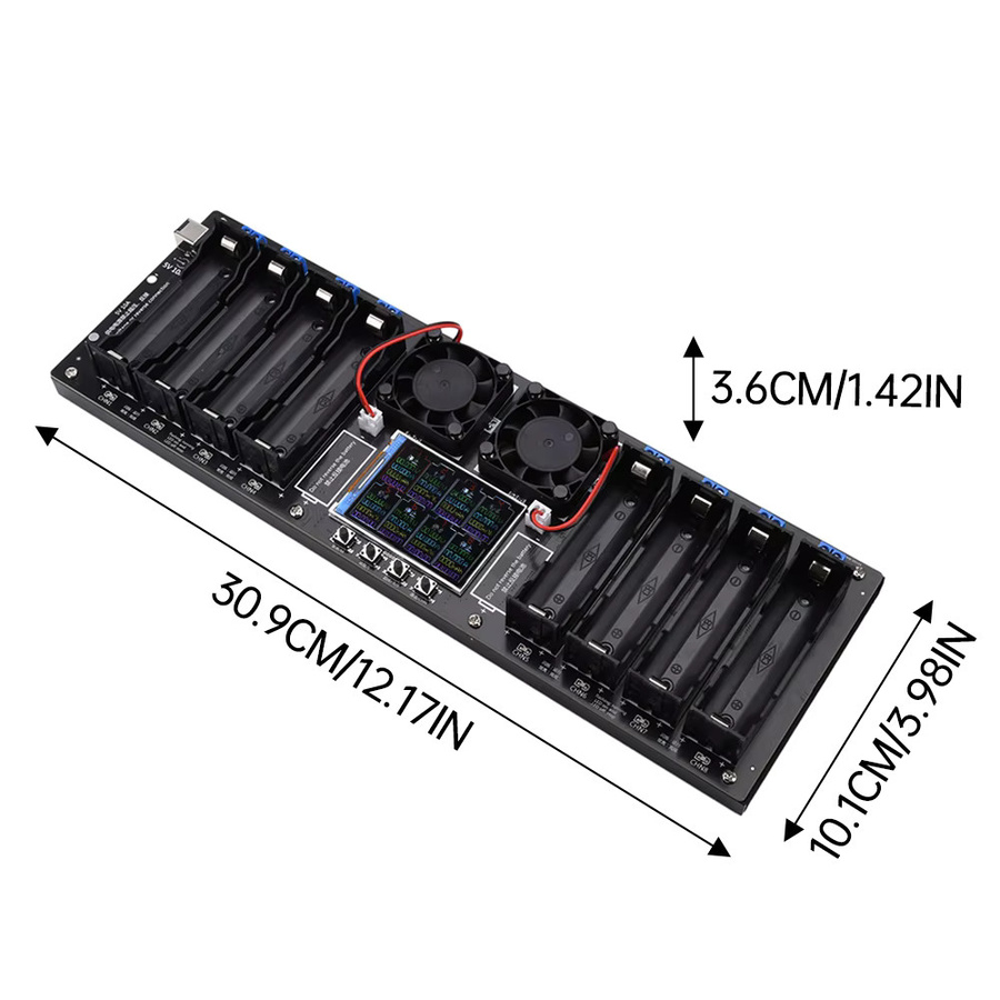 Voktta 18650 Lithium-Batterie-Kapazitätstester mit 2,4-Zoll-Farbbildschirm, digitaler Batterieleistungsdetektor mit DC-Anschluss, 5 V und 10 A, in Grün und Schwarz - Bild 6