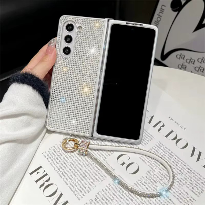 Luxus Handyhülle mit Bling Glitter Diamant für Samsung Galaxy Z Fold 7 6 5 4 3 in Rot, stoßfeste TPU Rahmen Schutzhülle - Bild 1