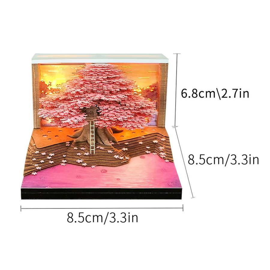 2026 Papierschnitzerei Kalender Baumhaus 3D Desktop-Dekoration Notizbuch in Pink - Bild 3
