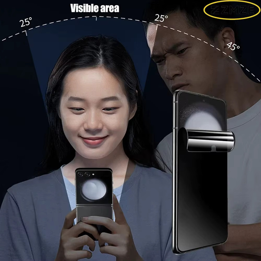 6-in-1 Sichtschutzfolien-Set für Samsung Galaxy Z Flip5 6 7 7FE inklusive Hydrogel-Folie, Linsenschutzfolien und Anti-Spy-Glas für den äußeren Bildschirm - Bild 4