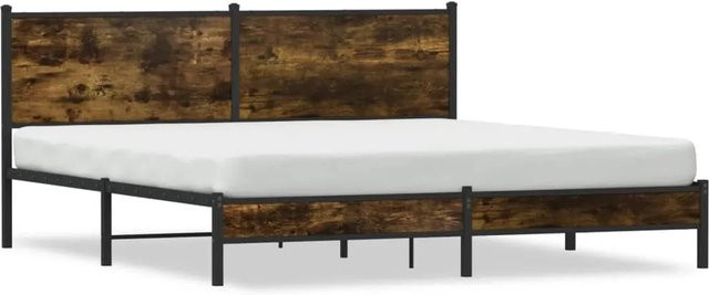 vidaXL Metallbett in Räuchereiche ohne Matratze, B/T/H: 160 x 200 x 91,5 cm - Bild 1