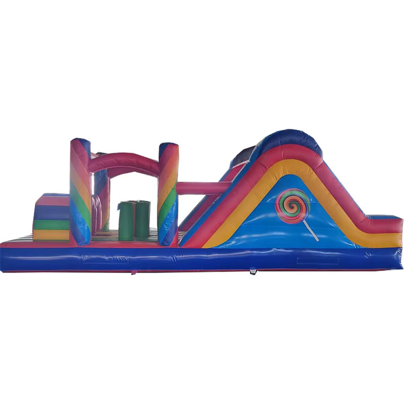 DINGYURUI Hüpfburg-Hindernisparcours mit Rutsche, Candy-Design, Regenbogen-Hüpfburg - Bild 2