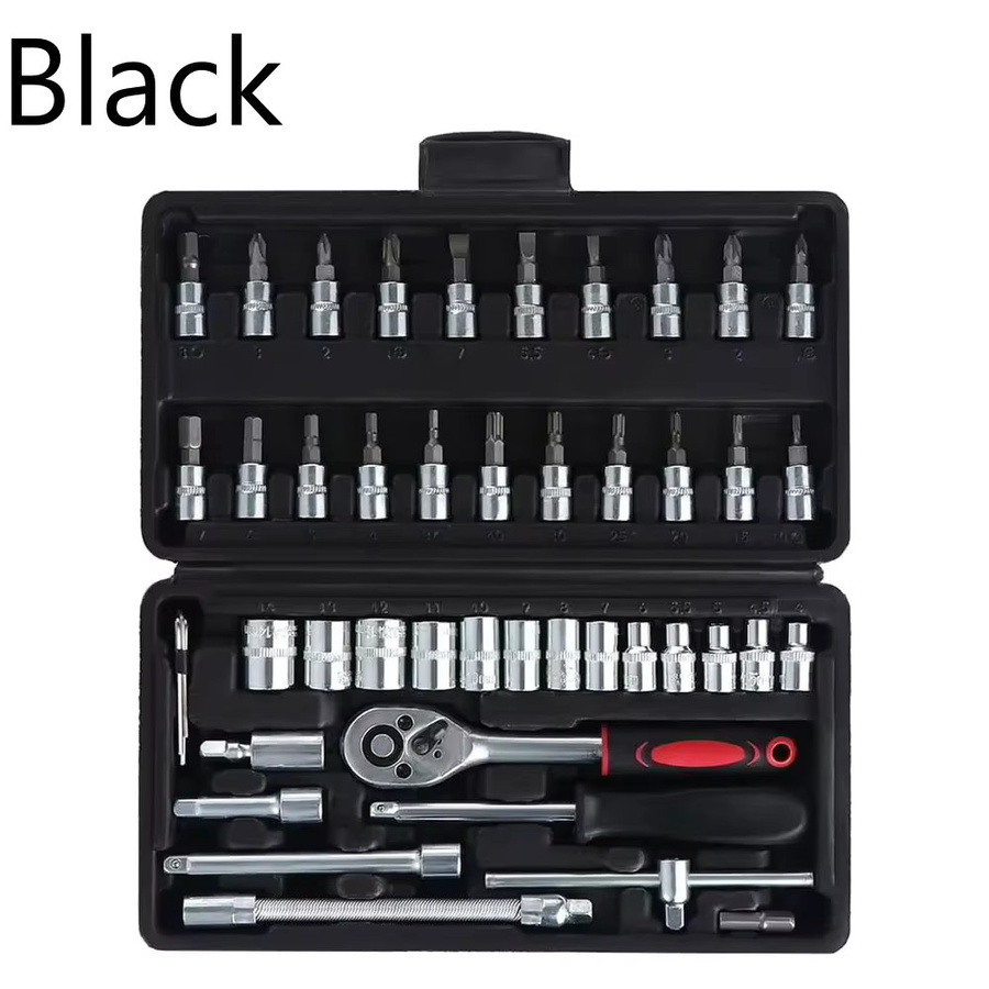 Amagi 46-teiliges Steckschlüssel-Set mit Ratschenschlüssel, Bits und Verlängerungsstange, 1/4 Zoll, metrisch, schwarz - Bild 5