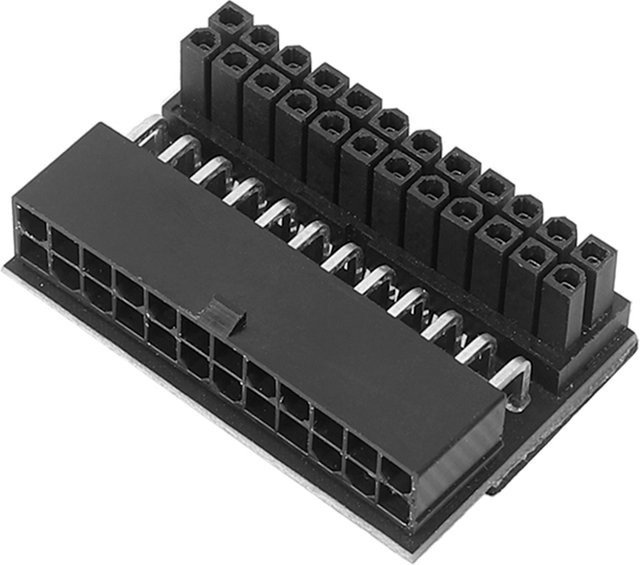 ALLOYSEED ATX 24-Pin auf 24-Pin Adapter mit 90-Grad-Winkel für Motherboard-Stromanschluss, Schwarz - Bild 1