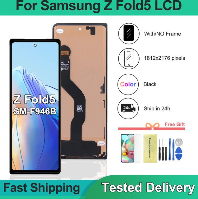 Samsung Z Fold5 5G Ersatz LCD-Display mit Touchscreen-Digitizer-Baugruppe in Schwarz - Bild 1
