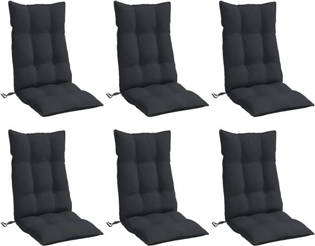 6er Set vidaXL Hochlehner-Auflagen aus wasserabweisendem Polyester in Schwarz - Bild 1