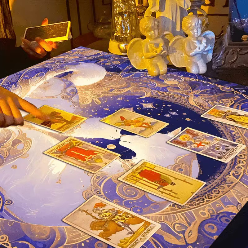 VIKAMA Dreamy Starry Cat Tischdecke, rechteckige Schreibtischunterlage mit Sternen, schmutzabweisend und ölbeständig, Mehrfarbig - Bild 2