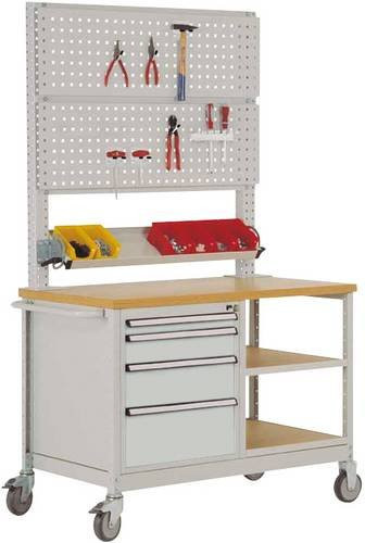 Manuflex MW2033.7035 Werkbank-Mobil mit Lochwand in Lichtgrau (RAL 7035) - Bild 1