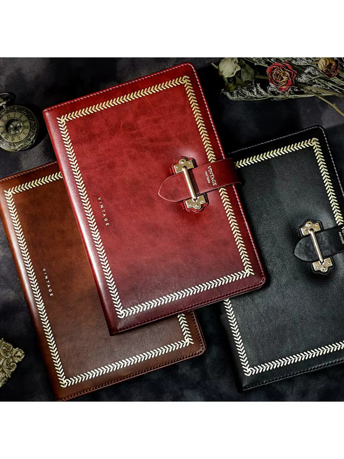 Executive A5-Notizbuch aus braunem Kunstleder mit Hardcover und Dokumententasche für die Geschäftsplanung - Bild 3