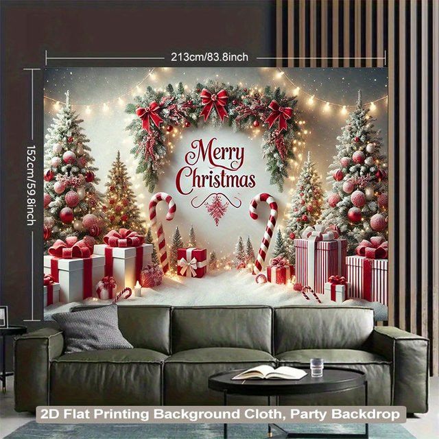 VIKAMA Weihnachtsbaum Wandteppich Winter Wunderland Wanddekoration für Wohnzimmer Schlafzimmer und Büro - Bild 1
