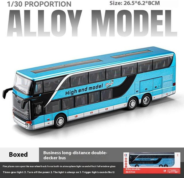 Linyi toy car Business Langstrecken Doppeldeckerbus, Metallmodellbus, 1:30, ab 14 Jahren - Bild 1
