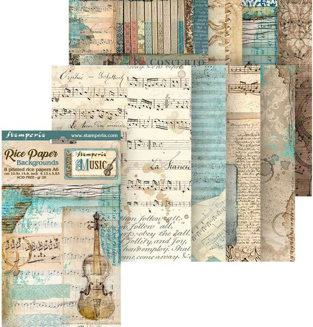 Stamperia Motiv-Strohseide Backgrounds Music in Multicolor - Bild 1