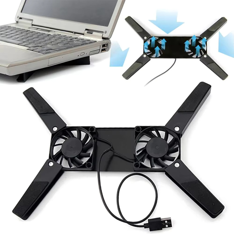 Aumengear Tragbarer gefalteter Laptop-Kühlständer mit 2 Kühlkörpern für 7-15 Zoll Notebooks in Schwarz - Bild 4