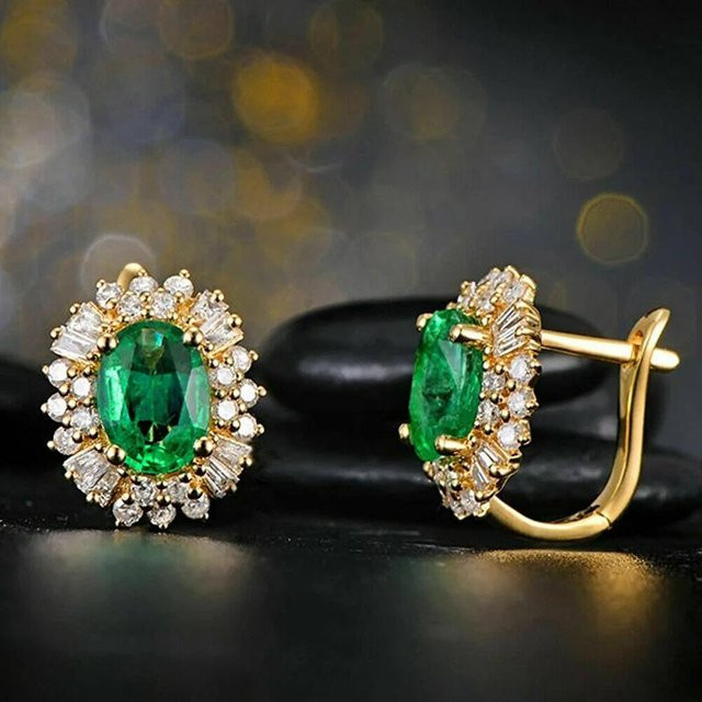 YIRAN Jewelry Ohrringe, 925 Silber, Grün, Zirkonia, Damen - Bild 1