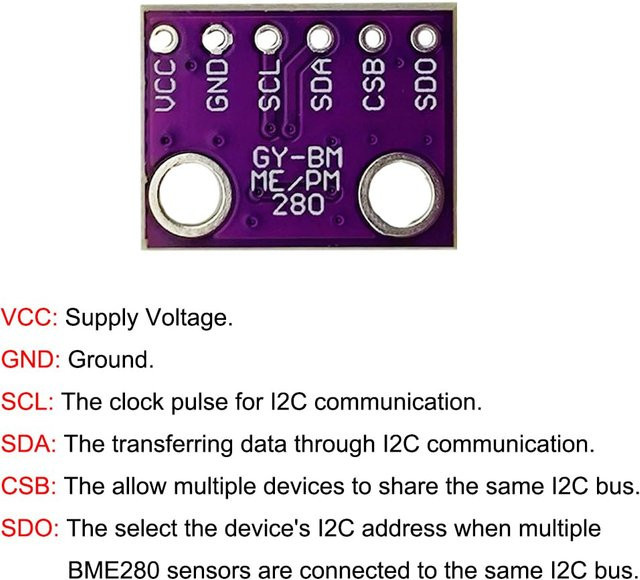 AOKIN BME280 Temperatur-Feuchtigkeitssensor und Luftdrucksensor Modul mit I2C Breakout Board in Lila - Bild 1