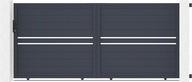 Casanoov Schiebetor Cimone aus Aluminium mit Ranger C300 Motorisierung, Farbe Anthrazit/Grau, B: 355 cm, H: 160 cm - Bild 1