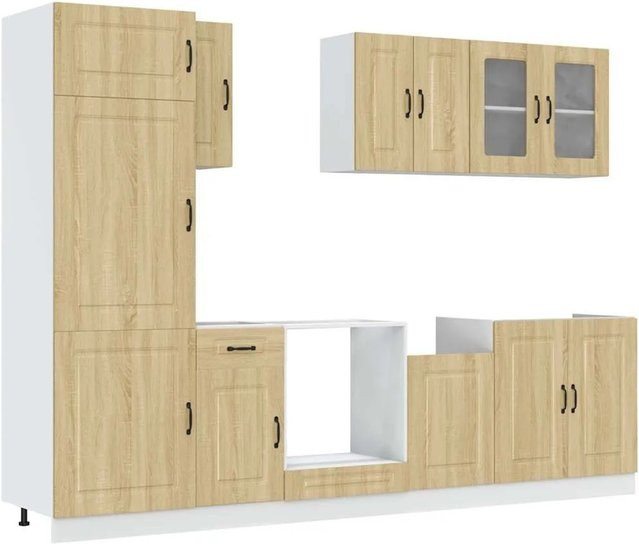 vidaXL Küchenschrank-Set Kalmar aus Holzwerkstoff in Sonoma-Eiche mit Glastüren, 8-teilig - Bild 1