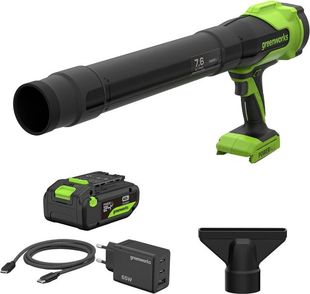 Greenworks Akku-Laubbläser-Set in Grün mit wiederaufladbarem Akku - Bild 1