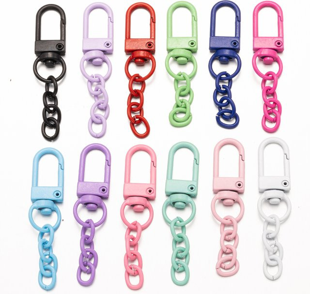 Schlüsselring Karabiner mit Ketten, Bunt, DIY Zubehör - Bild 1