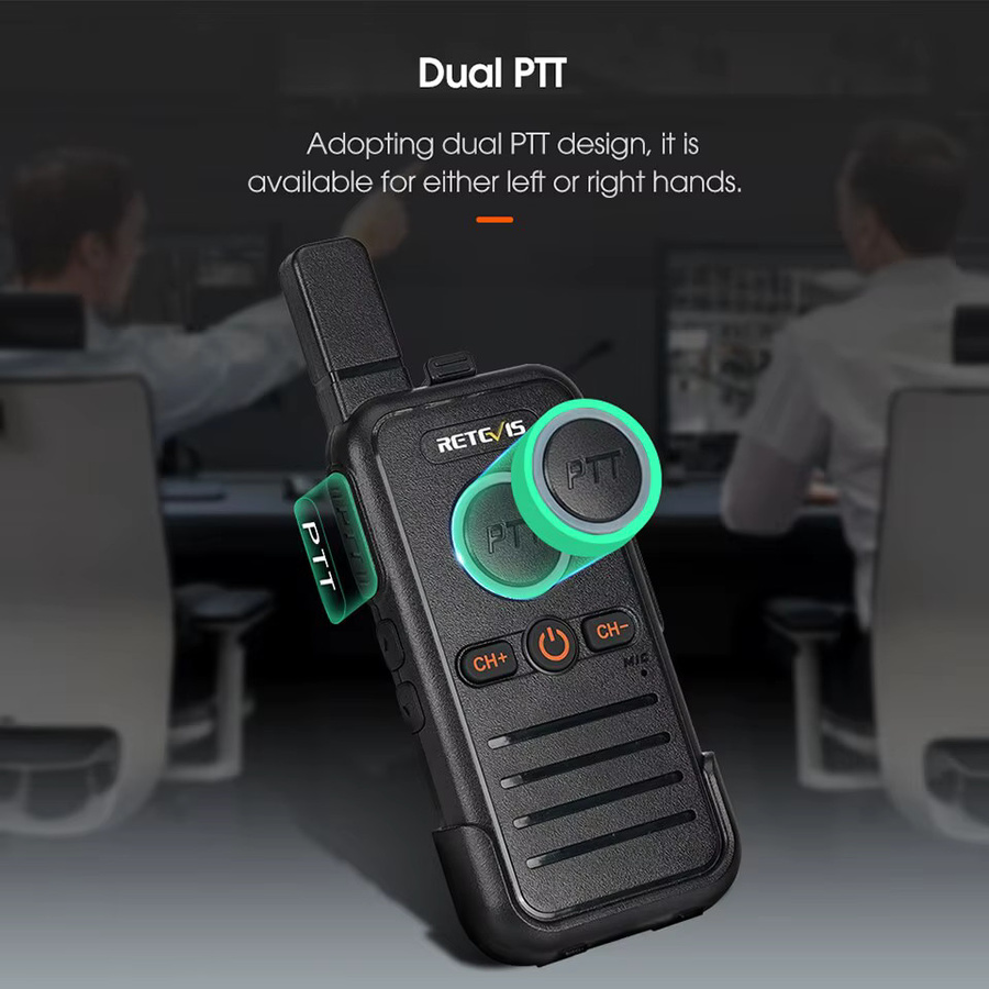 Retevis RB645 Walkie Talkie PMR446 mit Dual PTT und USB-C Anschluss in Schwarz - Bild 2