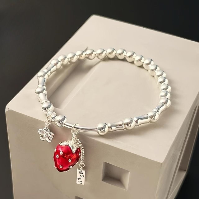 Erdbeerarmband Kupfer, Weiß, Kristall, Damen - Bild 1