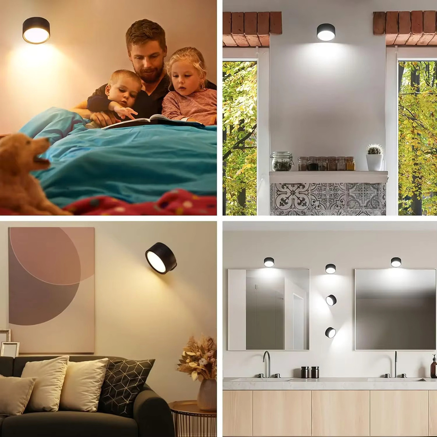 XIWANGFIRE Magnetische LED-Wandleuchte in Schwarz, dimmbar mit Fernbedienung und Touch-Funktion, 360 Grad rotierbare Bildleuchte und Nachtlampe mit wiederaufladbarem Akku - Bild 5