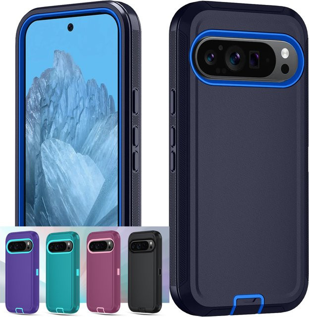 Symmetry Dreischichtige Ganzkörperschutzhülle für Google Pixel 9, 10 Pro XL, 9A und 8A Pro in Blau und Weiß - Bild 1