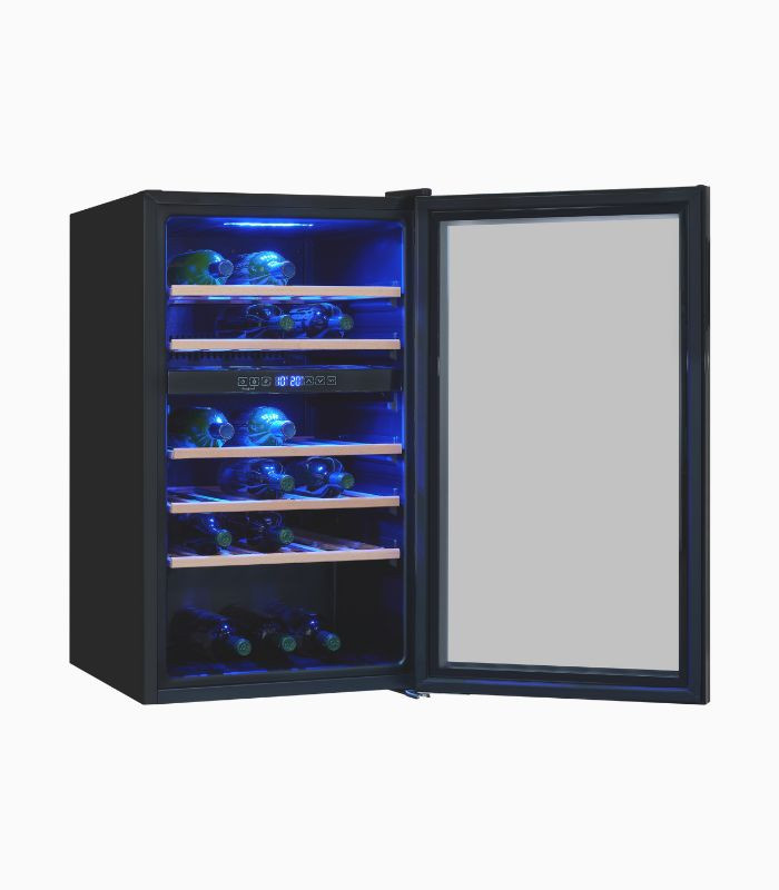 WS2-45GTE-160G Zwei-Zonen-Glastürkühlschrank in Schwarz mit Dual Zone Cooling und LED-Innenbeleuchtung, B/T/H: 58,0 x 45,0 x 160,0 cm - Bild 1