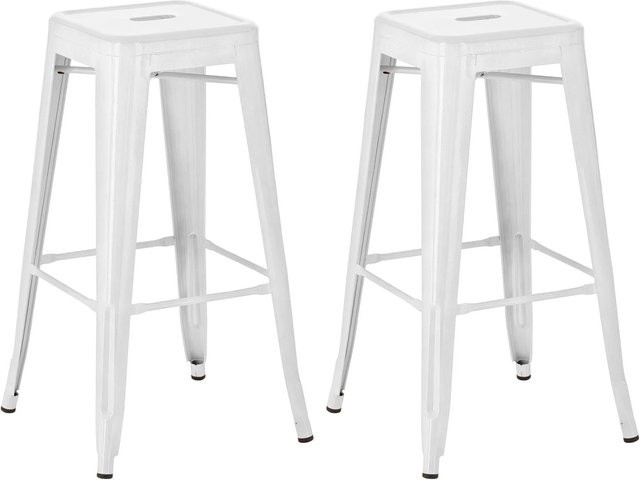 DELUKE 2er Set Barhocker DOLAN aus Metall in Weiß, B/T/H: 43 x 43 x 76 cm - Bild 1