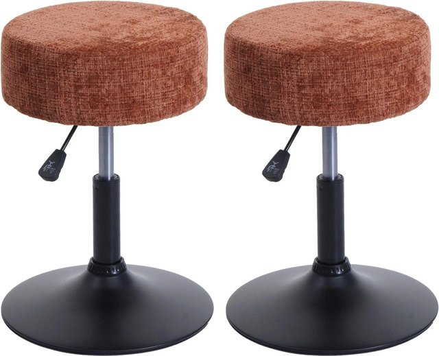 PROREGAL 2er-Set Sitzhocker höhenverstellbar und drehbar, Farbe Orange, Stoff Chenille, Durchmesser: 37 cm, Sitzhöhe: 45-57 cm - Bild 1