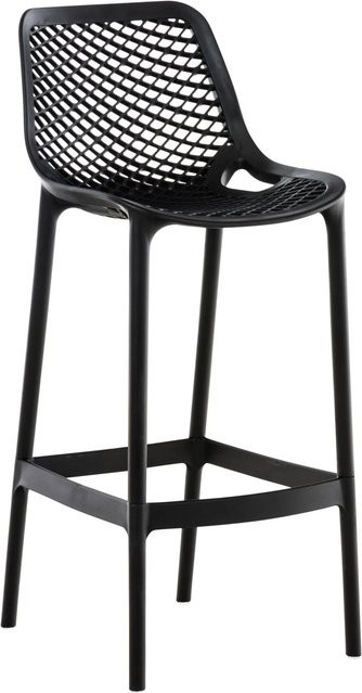 DELUKE Barhocker LORL Modern Schwarz mit Lehne aus Kunststoff und Wabenmuster, H: 105 cm, B: 45 cm, T: 53 cm - Bild 1