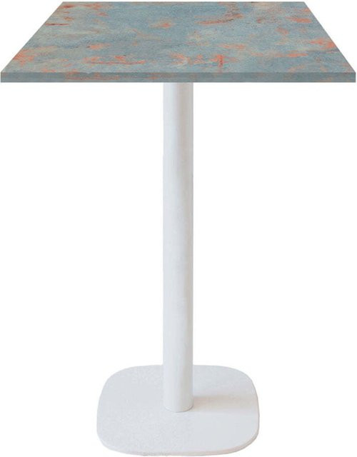 RestooTab Stehtisch Round quadratisch mit Stein-Dekor und weißem Gestell, B/T/H: 60 x 60 x 113 cm - Bild 1