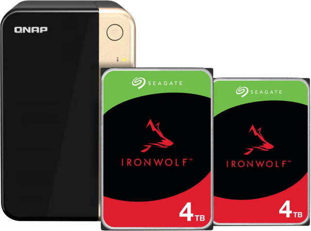 QNAP TS-264-8G NAS-System mit 2x Seagate Ironwolf 4 TB HDD Doppelpack in Schwarz - Bild 1