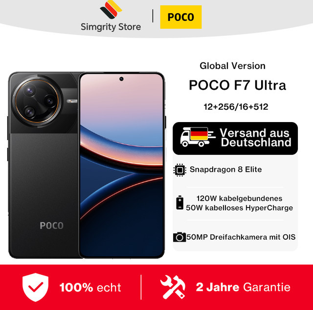 POCO F7 Ultra Smartphone mit Snapdragon 8 Elite, 6,67 Zoll AMOLED-Display, 50MP Triple-Kamera und 5300mAh Akku, Farbe: Gelb - Bild 1