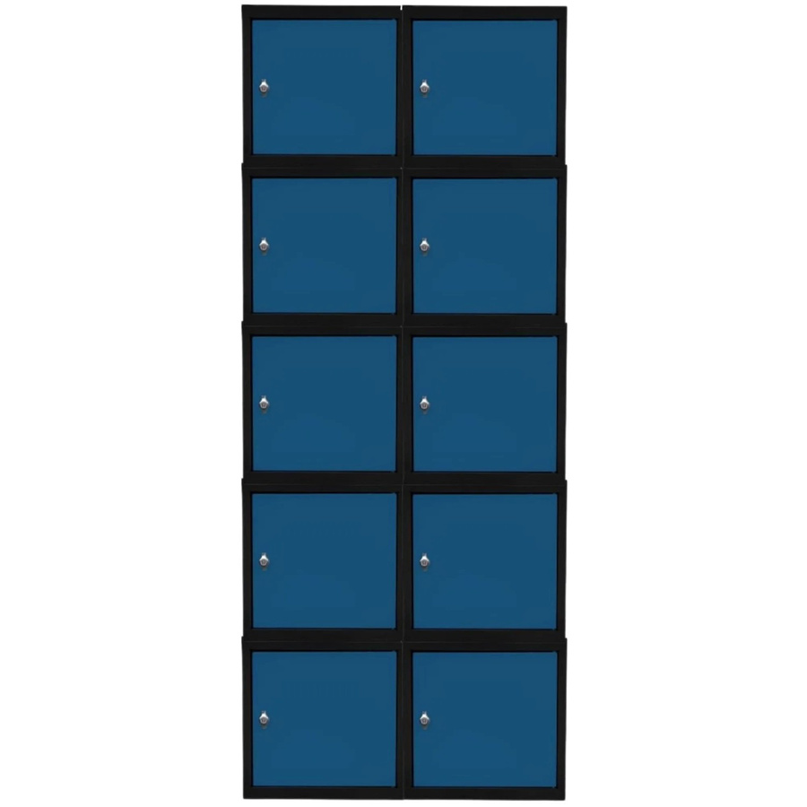 PROREGAL Blocky Schließfachwürfel 10er Set mit Drehriegelschloss für Vorhängeschlösser, Anthrazitgrau-Enzianblau, B/T/H: 40 x 40 x 40 cm - Bild 2