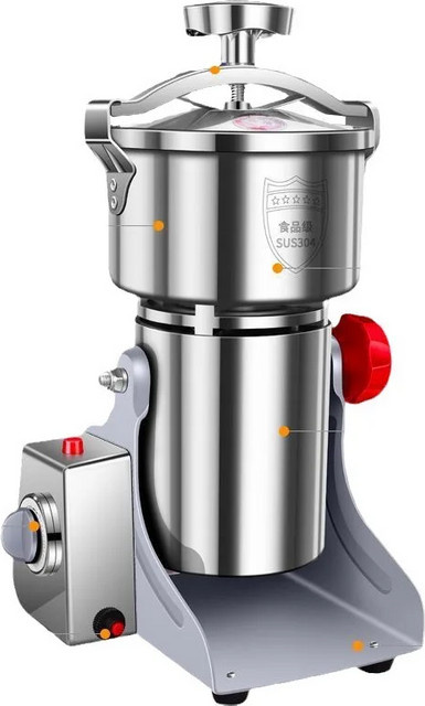 SUSWEETLIFE Elektrische Gewürzmühle aus Edelstahl für Kaffee, Getreide und Kräuter, Silber, 1000 g - Bild 1