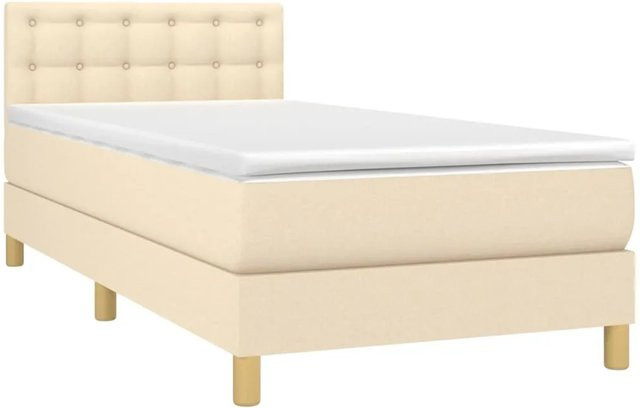 vidaXL Boxspringbett mit Matratze in Beige, Hybrid-Design mit LED-Unterbettbeleuchtung und USB-Anschluss, B/T/H: 100 x 200 x 100 cm - Bild 1