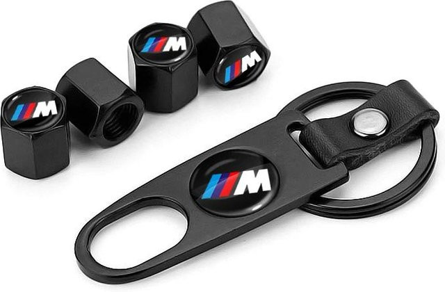 Schlüsselanhänger-Set BMW, Auto-Reifenventilkappen mit Auto-Emblem, black, Unisex - Bild 1
