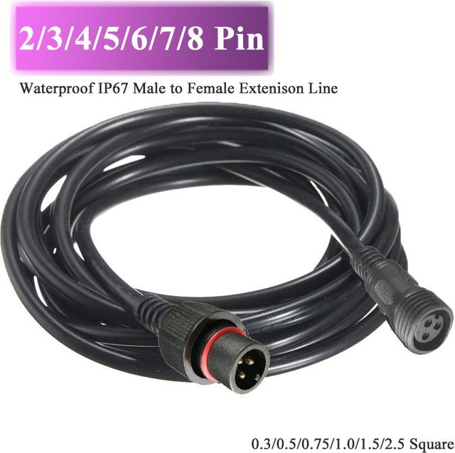 DIVEDEER Wasserdichtes Outdoor-Verlängerungskabel IP67 LED-Docking-Stecker in Schwarz - Bild 1