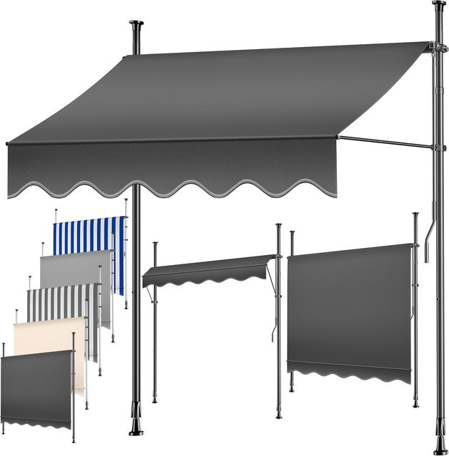 KESSER Klemmmarkise mit Handkurbel für den Balkon, UV-beständiger und wasserabweisender Sonnenschutz ohne Bohren, Breite: 144,8 cm - Bild 1