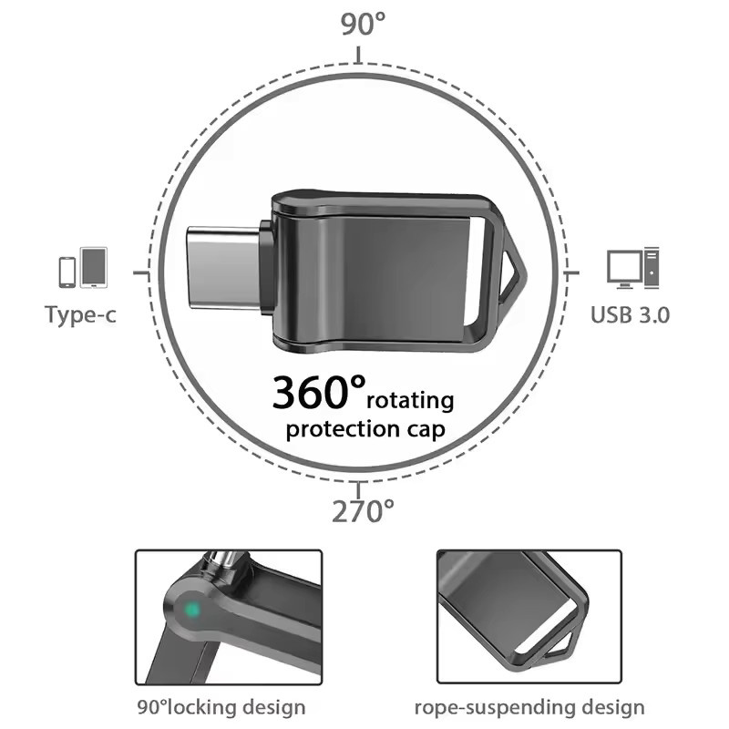 Lenovo USB-Stick 2TB mit USB 3.2 Typ-C OTG und Metallgehäuse als tragbarer Speicher - Bild 3