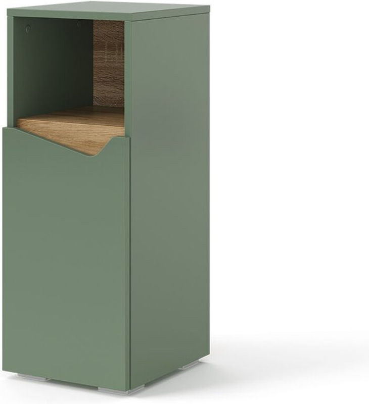 Midischrank Marelle von Vicco in Grün mit Tür und offenem Fach, Modernes Design aus Holzwerkstoff, B: 30 cm, H: 74.5 cm, T: 35 cm - Bild 1