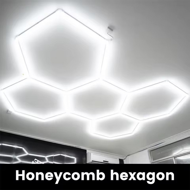 LINYILIGHT Sechseckige Waben-LED-Beleuchtung in Weiß mit 6500 K Cool White für Garage und Shop - Bild 1