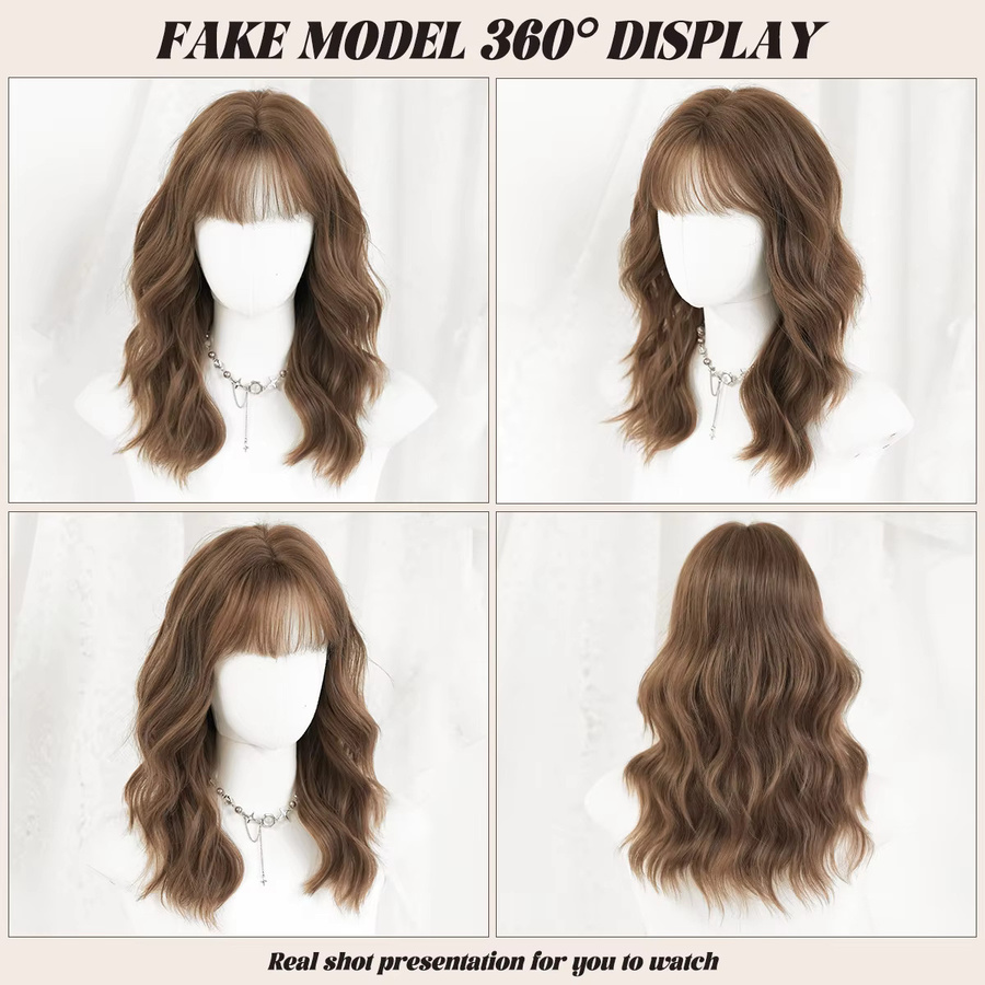 7JHH WIGS Wasserwellen-Perücke, Honigbraun, Damen, schulterlang - Bild 3