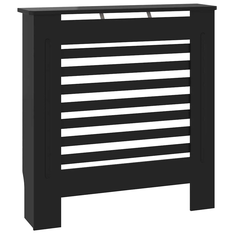 vidaXL Heizkörperverkleidung aus MDF in Schwarz mit modernem Lattenrost-Design, Höhe: 78 cm, Breite: 81,5 cm, Tiefe: 19 cm - Bild 2