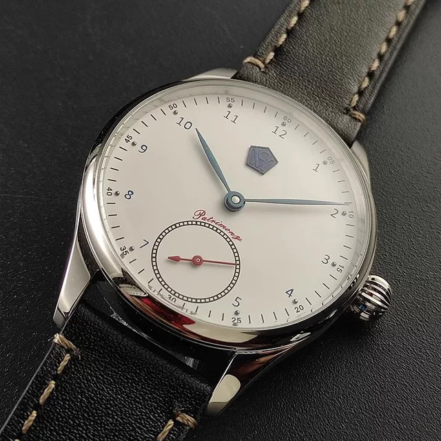 VaKuy Armbanduhr, Handaufzug, Blau, Edelstahl, Leder, Herren - Bild 1