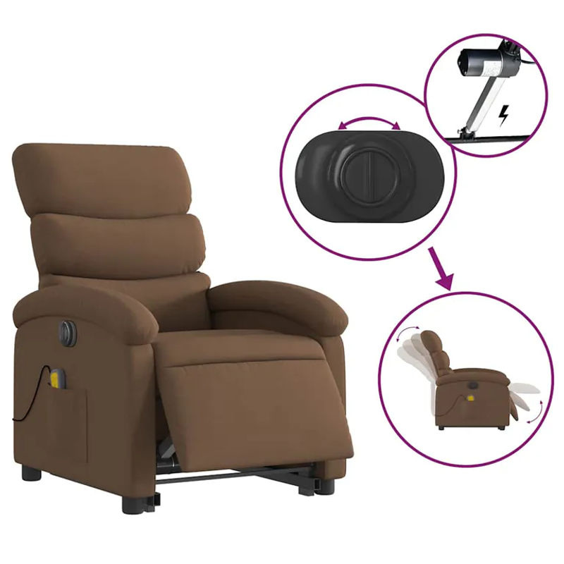 Vidaxl Elektrischer Massagesessel mit Aufstehhilfe in Braun - Bild 5