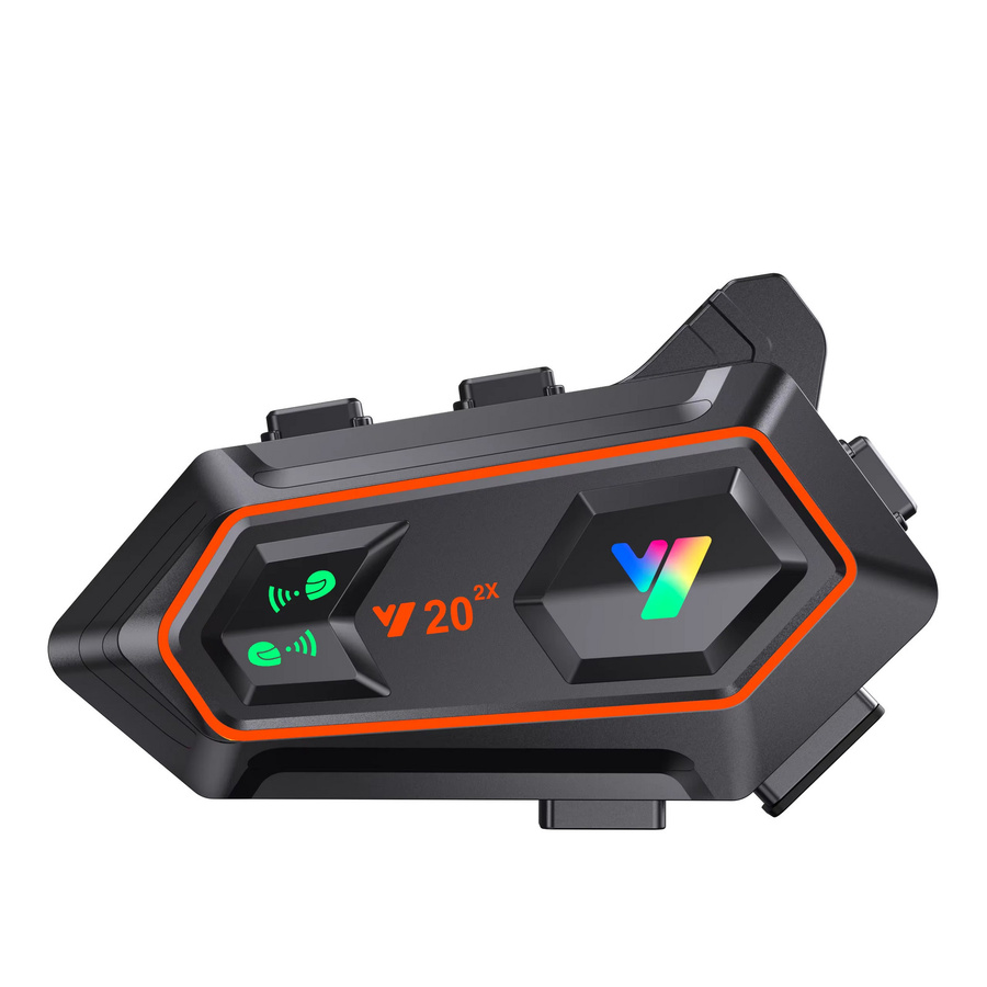 XINOWY Y20-2X Motorradhelm Bluetooth Headset mit 2-Fahrer Intercom, 1000m Reichweite, BT 5.0, Sprachassistent, Musik-Player und RGB-Licht, IPX6 Wasserdicht, Schwarz - Bild 6
