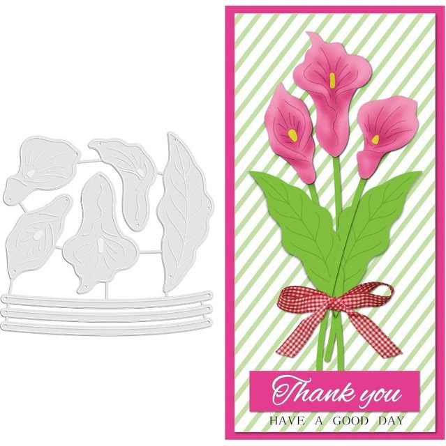 Calla-Lilien Stanzform aus Kohlenstoffstahl in Silber für DIY Scrapbooking und Kartenherstellung - Bild 1