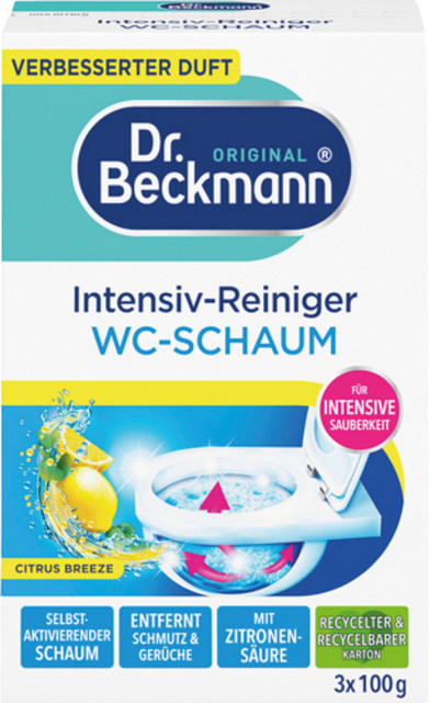 Dr. Beckmann Aktivkohle WC-Schaum mit Zitrus-Duft, 3 x 100 g - Bild 1